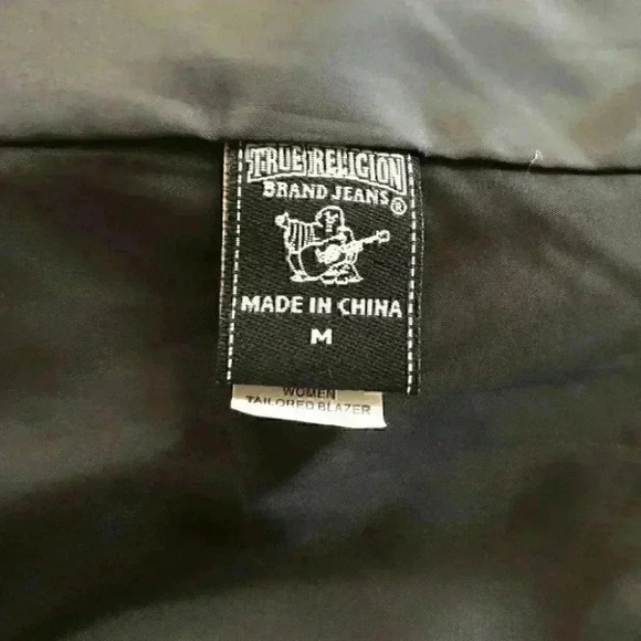 True Religion Single  Button Tailored Black Velvet Blazer Jacket Medium - Picture 8 of 11